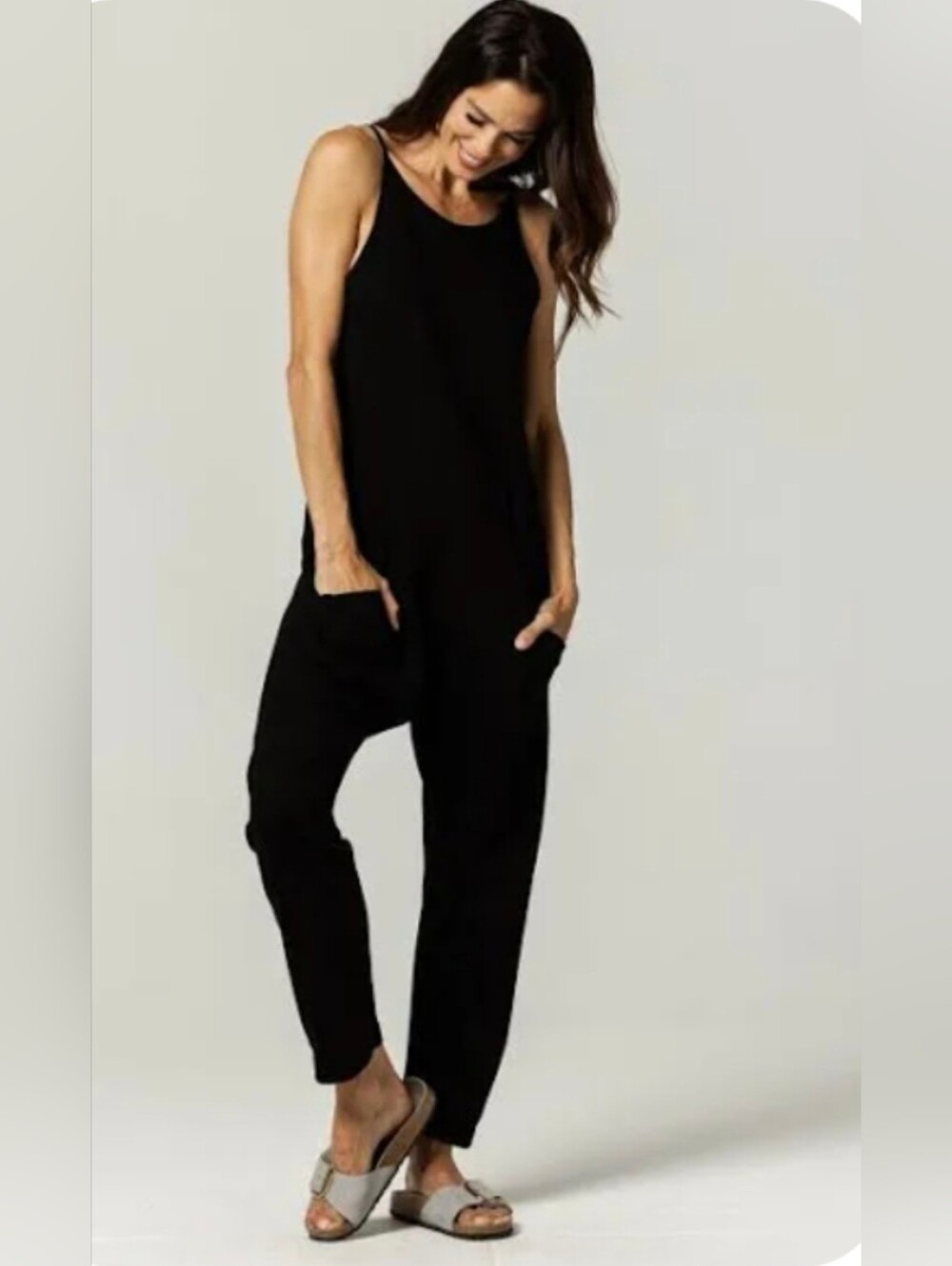 Universal Standard Jackson Black Sleeveless Relaxed Jumpsuit Size S